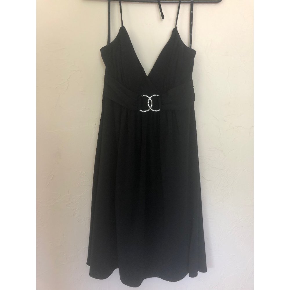 Love Tease Med Black Dress w/Cubic Zirconia Accent